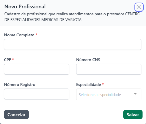 Adicionar profissional para prestador