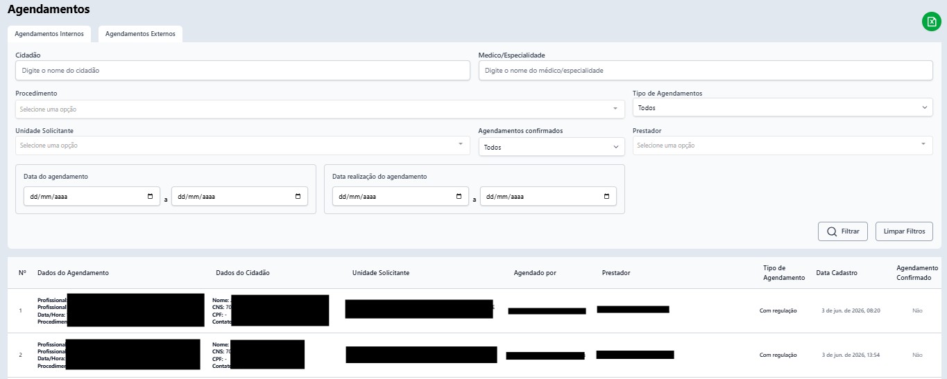 Tela de solicitação