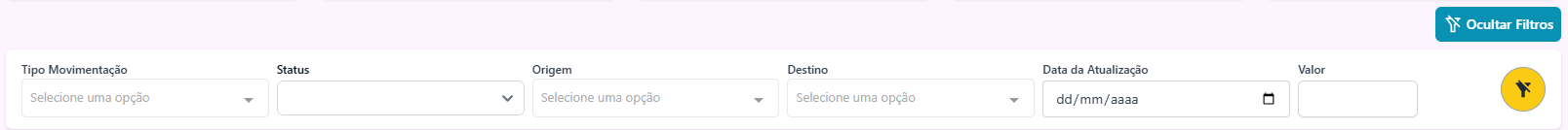 filtros da movimentações
