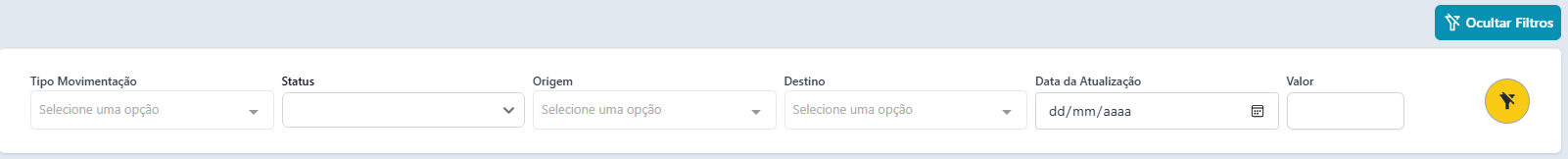 Filtros de Movimentações