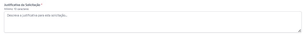 Tela de solicitação